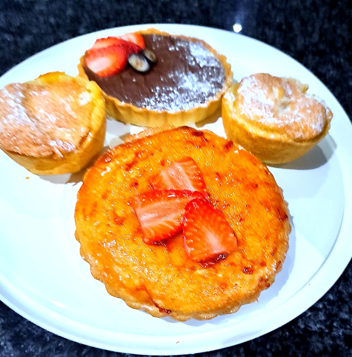 Strawberry and chocolate tarts